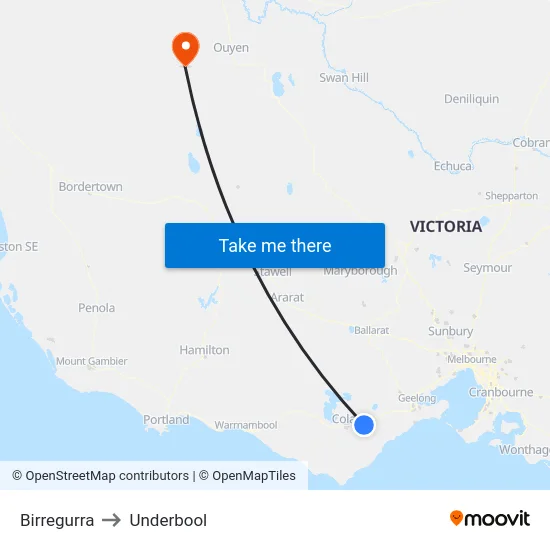 Birregurra to Underbool map