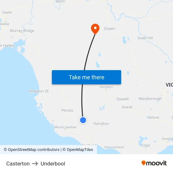 Casterton to Underbool map