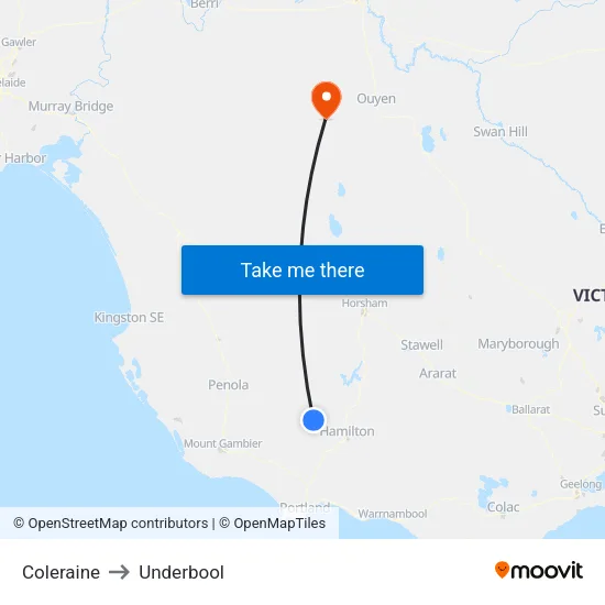 Coleraine to Underbool map