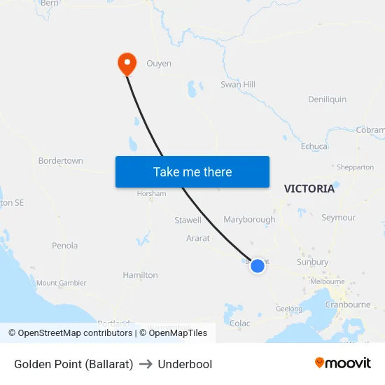 Golden Point (Ballarat) to Underbool map