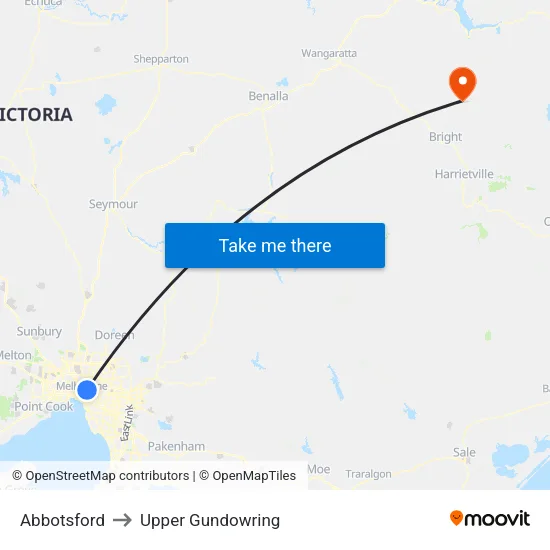 Abbotsford to Upper Gundowring map