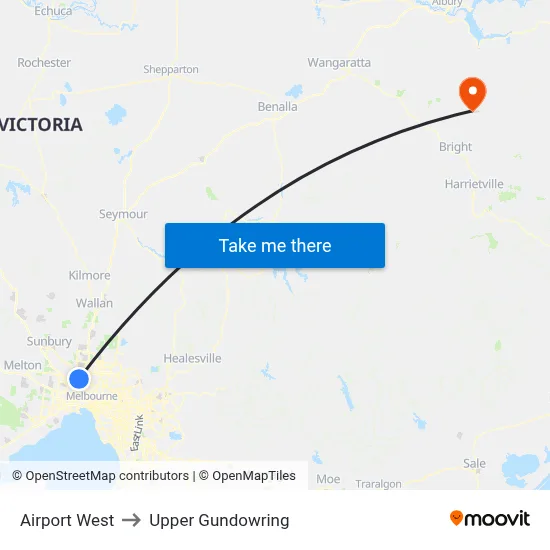Airport West to Upper Gundowring map