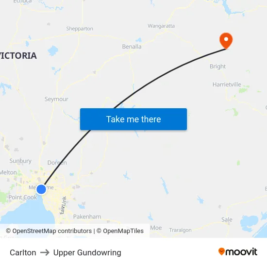Carlton to Upper Gundowring map