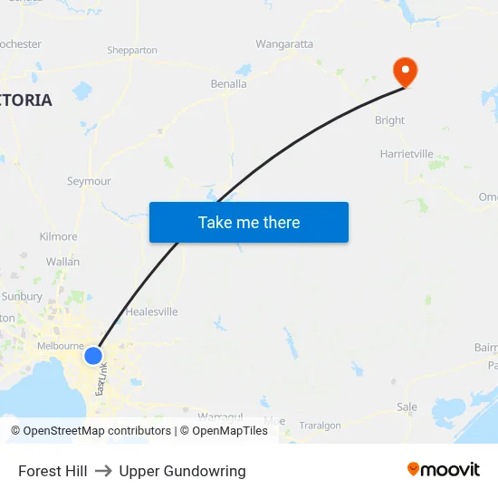 Forest Hill to Upper Gundowring map
