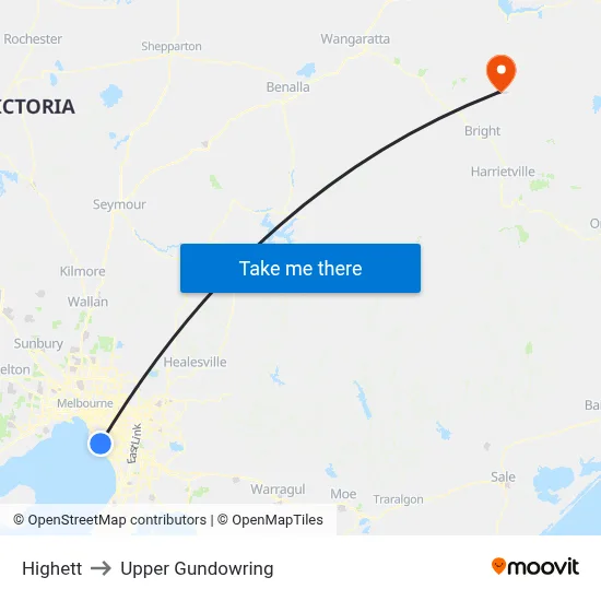 Highett to Upper Gundowring map