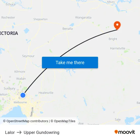 Lalor to Upper Gundowring map