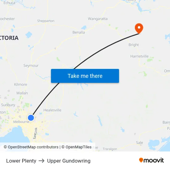 Lower Plenty to Upper Gundowring map