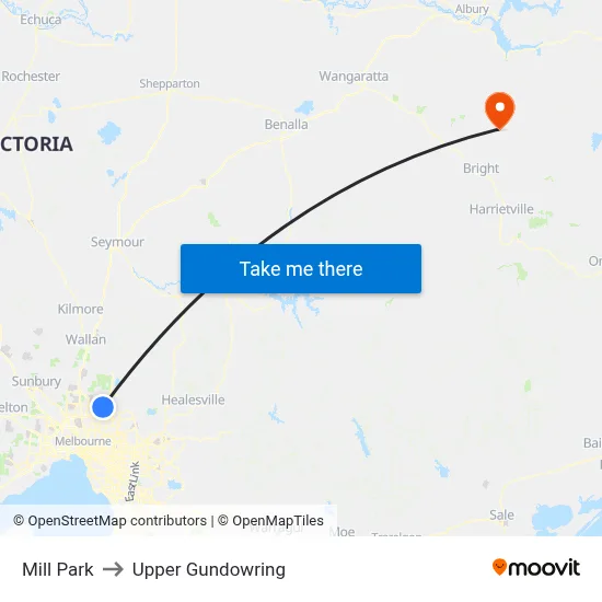 Mill Park to Upper Gundowring map