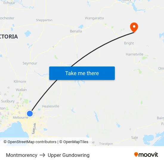Montmorency to Upper Gundowring map