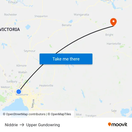 Niddrie to Upper Gundowring map