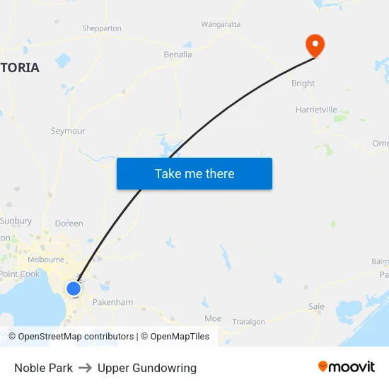 Noble Park to Upper Gundowring map