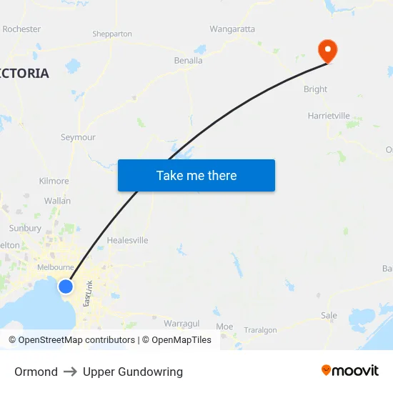 Ormond to Upper Gundowring map