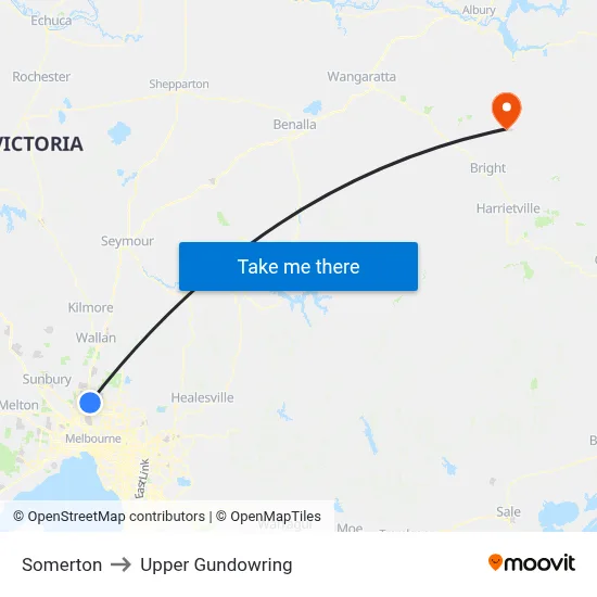 Somerton to Upper Gundowring map