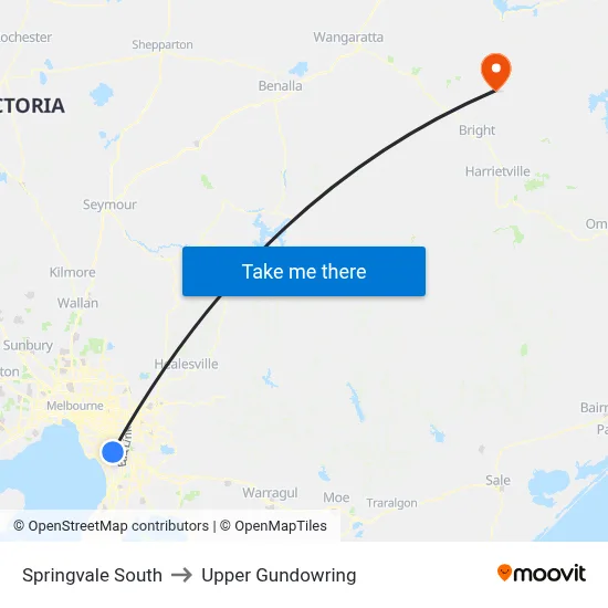 Springvale South to Upper Gundowring map