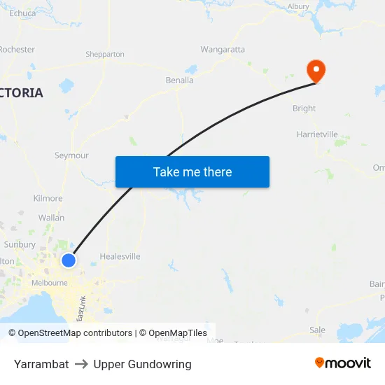Yarrambat to Upper Gundowring map