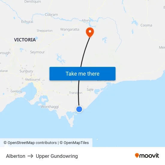 Alberton to Upper Gundowring map
