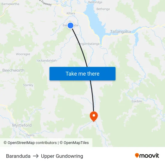Baranduda to Upper Gundowring map
