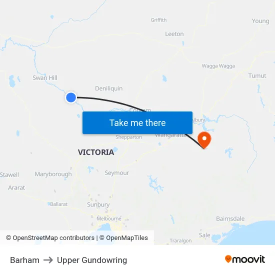 Barham to Upper Gundowring map