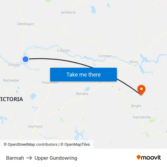 Barmah to Upper Gundowring map