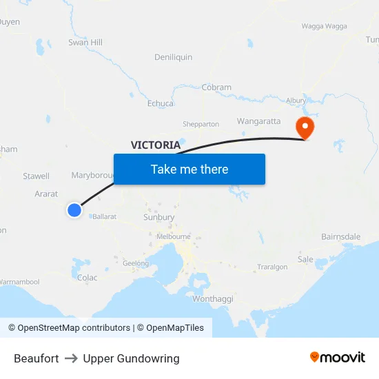 Beaufort to Upper Gundowring map