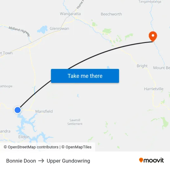 Bonnie Doon to Upper Gundowring map