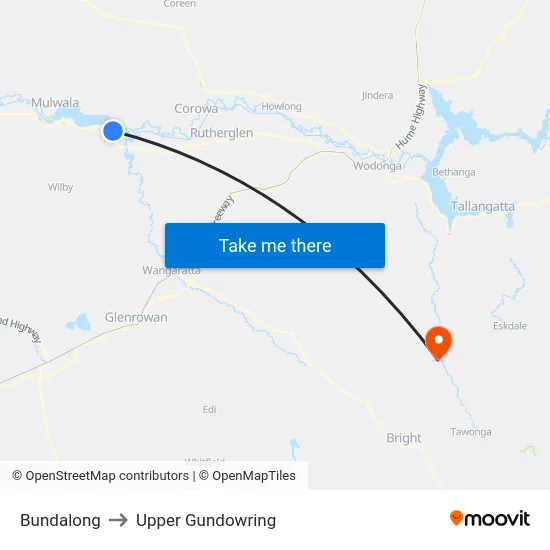 Bundalong to Upper Gundowring map