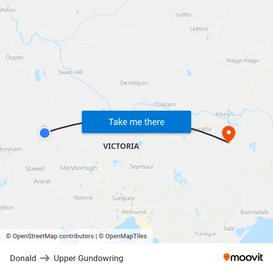 Donald to Upper Gundowring map