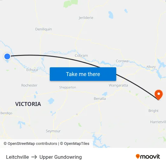 Leitchville to Upper Gundowring map