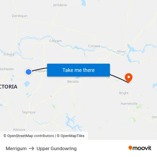 Merrigum to Upper Gundowring map