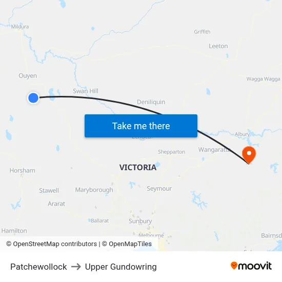 Patchewollock to Upper Gundowring map