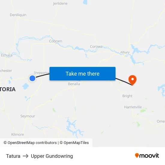 Tatura to Upper Gundowring map