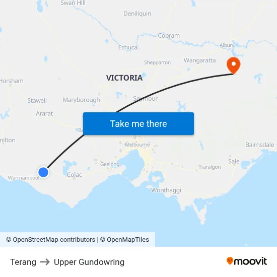 Terang to Upper Gundowring map