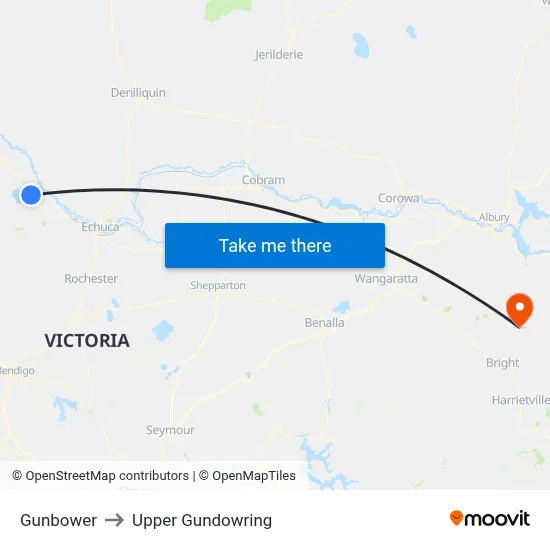 Gunbower to Upper Gundowring map