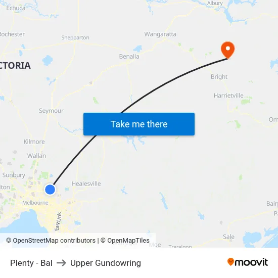 Plenty - Bal to Upper Gundowring map