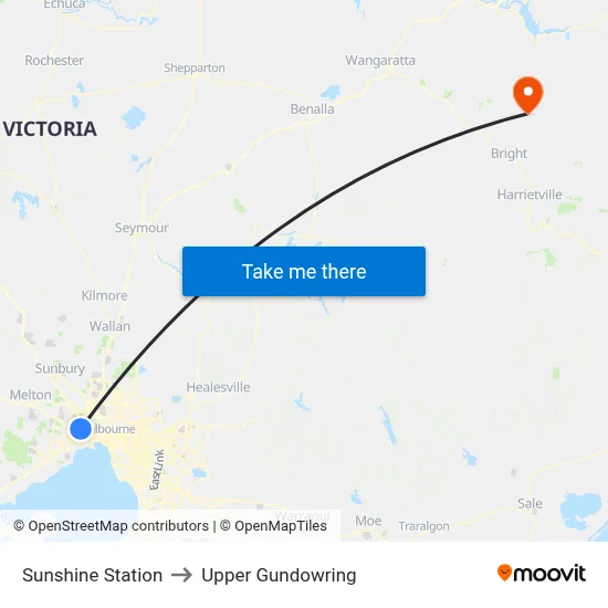 Sunshine Station to Upper Gundowring map