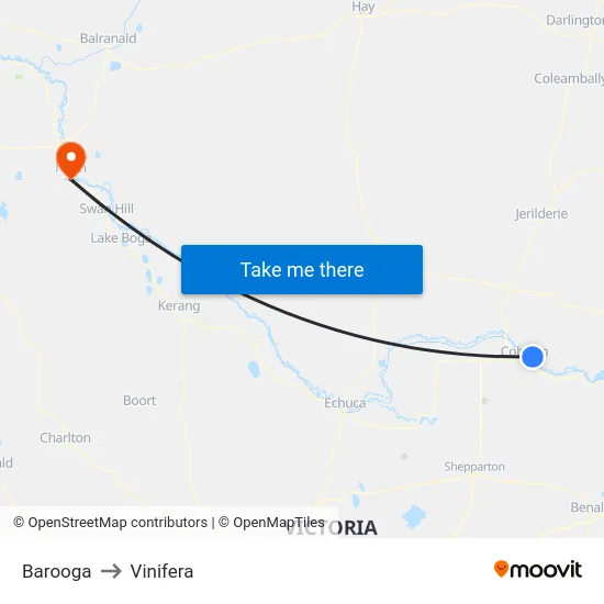 Barooga to Vinifera map