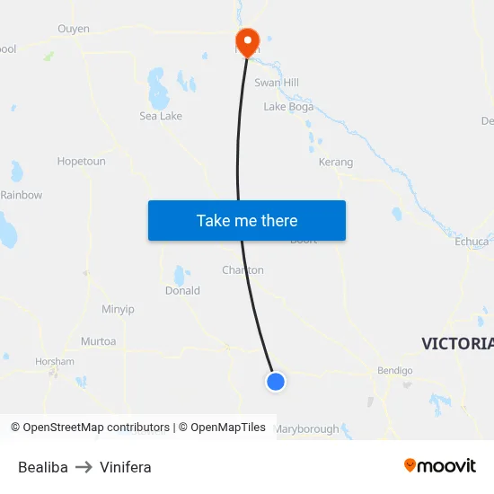 Bealiba to Vinifera map