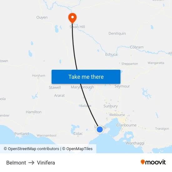 Belmont to Vinifera map