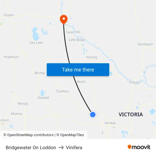 Bridgewater On Loddon to Vinifera map