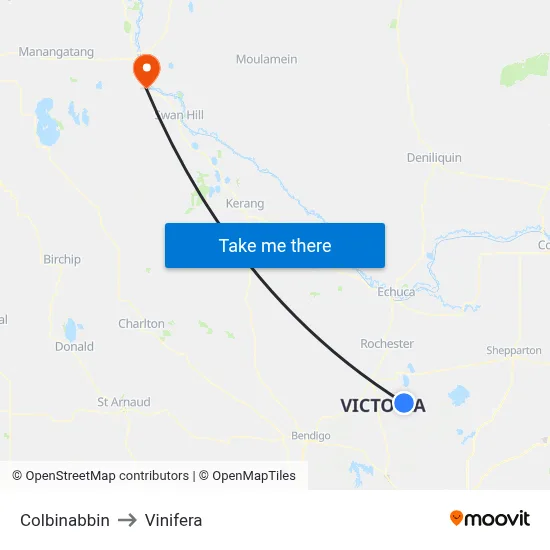 Colbinabbin to Vinifera map