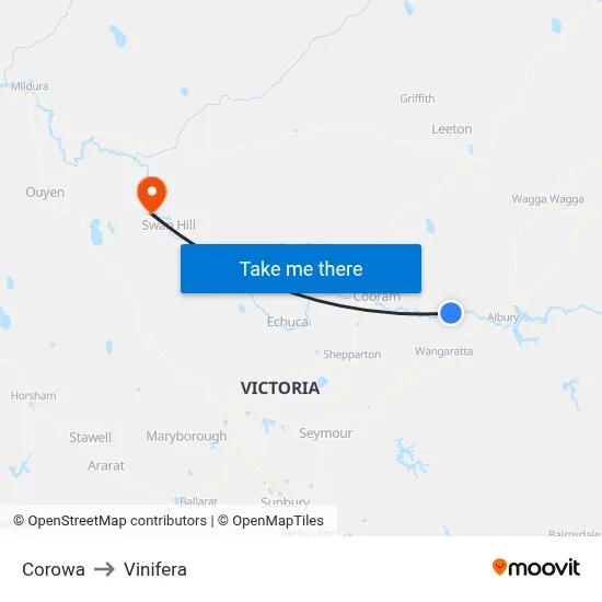Corowa to Vinifera map