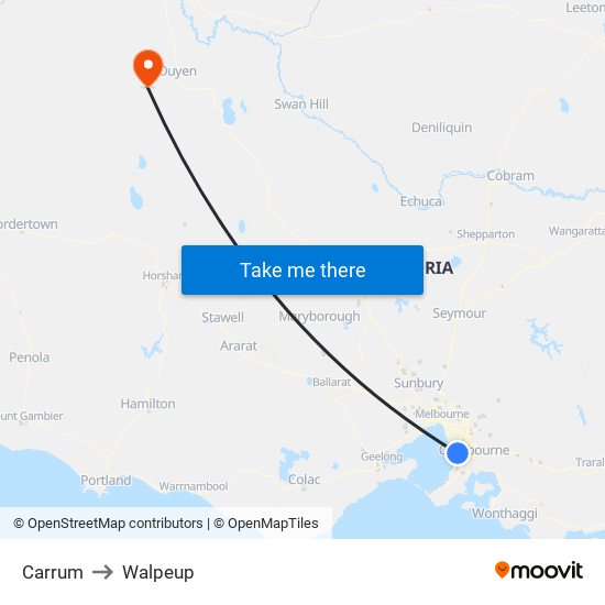 Carrum to Walpeup map