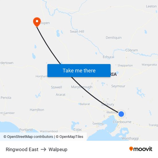 Ringwood East to Walpeup map