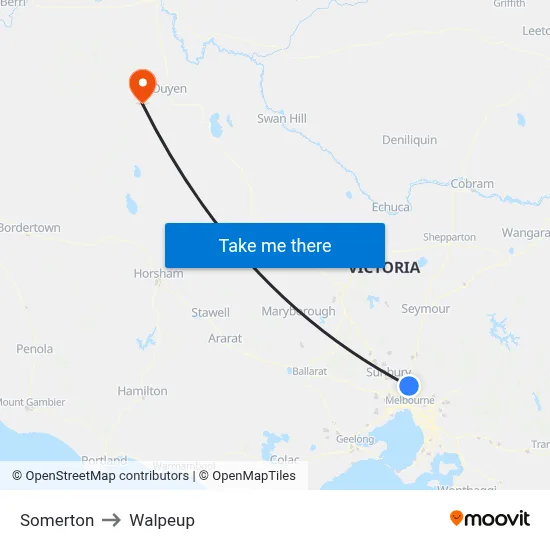 Somerton to Walpeup map