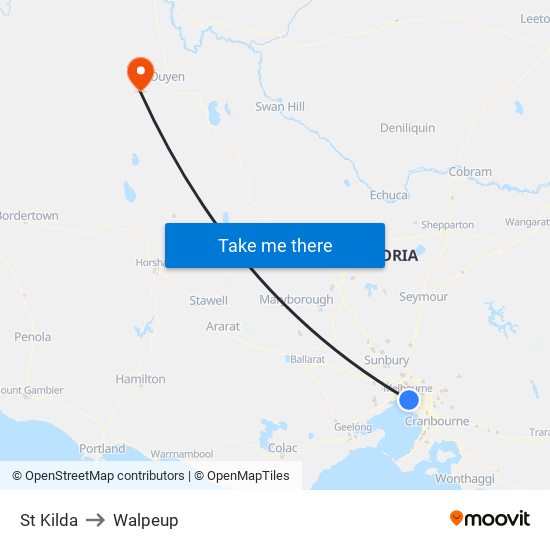 St Kilda to Walpeup map