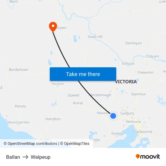 Ballan to Walpeup map