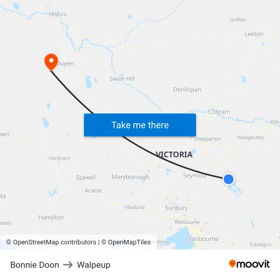 Bonnie Doon to Walpeup map