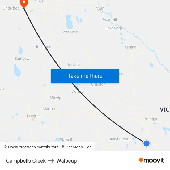 Campbells Creek to Walpeup map