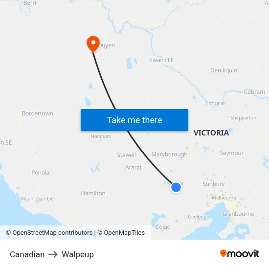 Canadian to Walpeup map