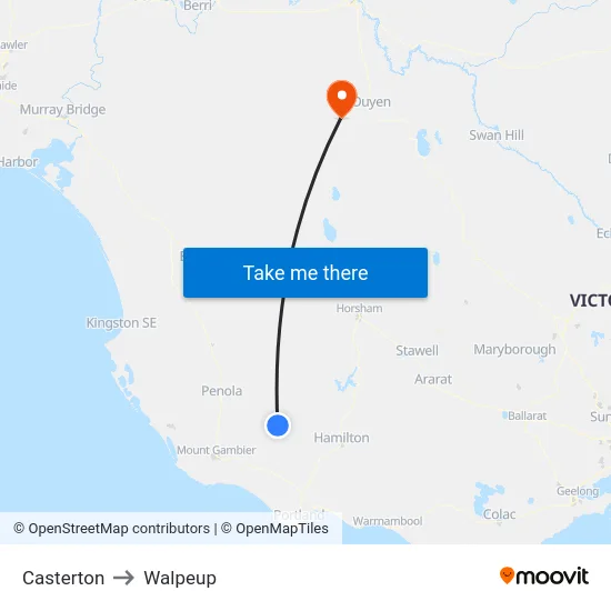Casterton to Walpeup map